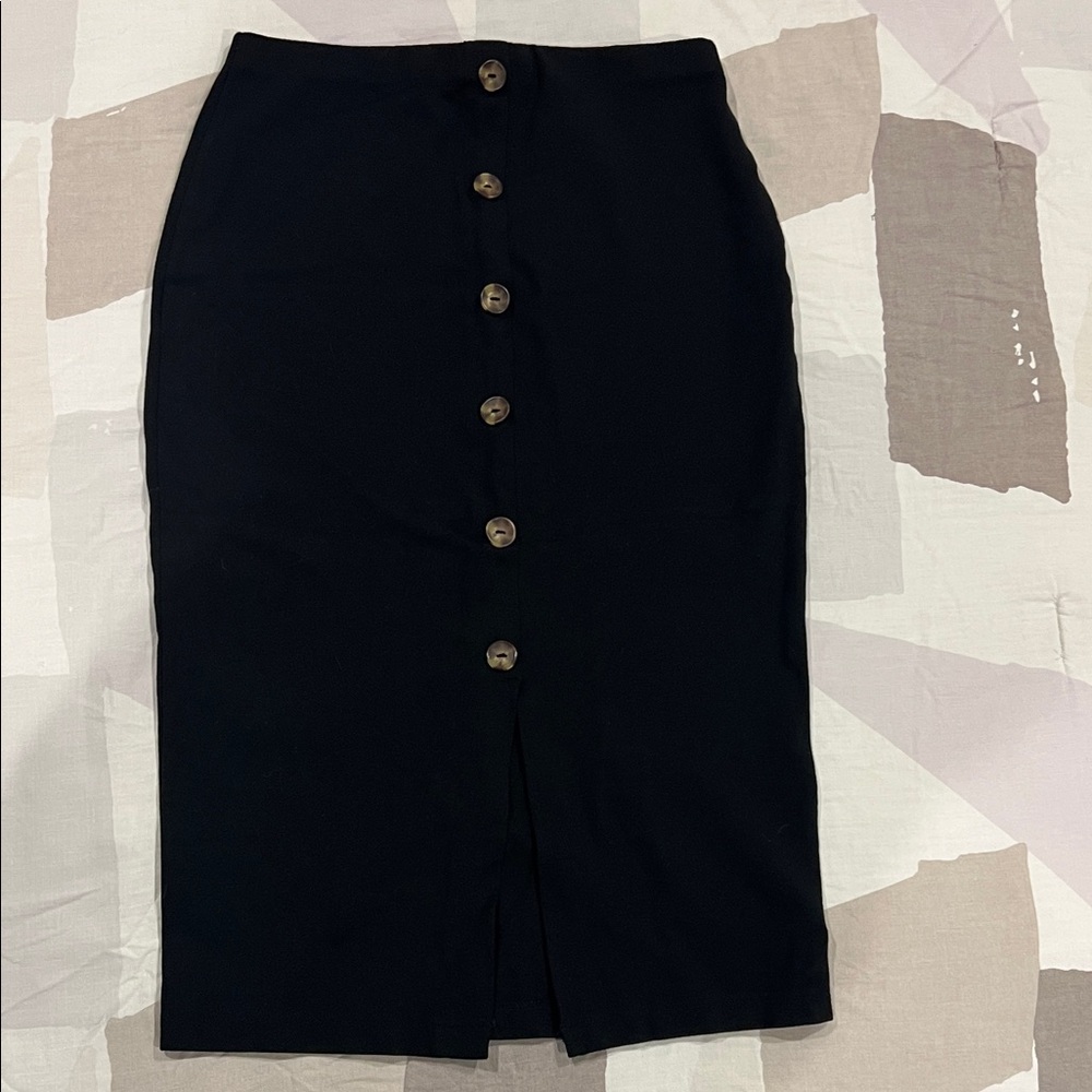 Sanctuary Black Button-Front Pencil Skirt